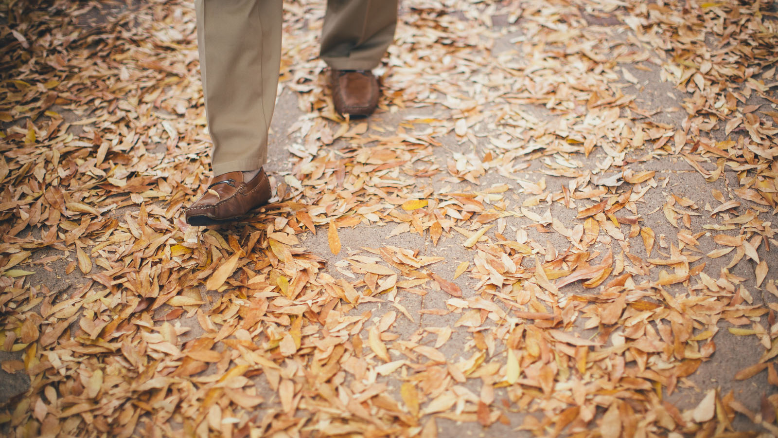 Veteran walking outdoors